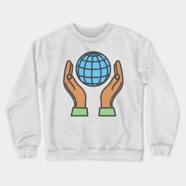 World In The Palm Of Your Hands Environment Icon Crewneck Sweatshirt by SWON Design